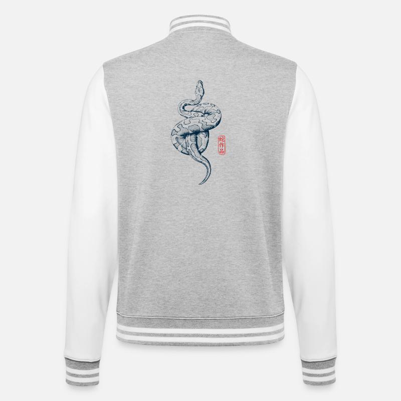 Python avec tampon kanji - Veste Teddy - gris chiné / blanc