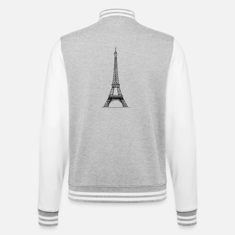 Eiffelturm - College-Sweatjacke - Grau meliert/Weiß