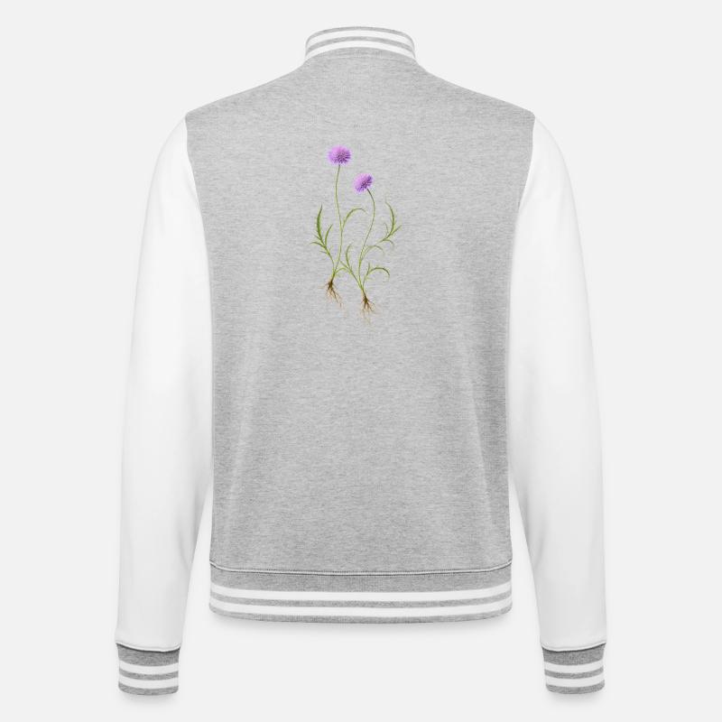 Meadow Flower Nature Illustration - College Sweat Jacket - heather grey/white