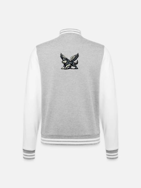 Flügelwolf Majestätisch - College-Sweatjacke - Grau meliert/Weiß