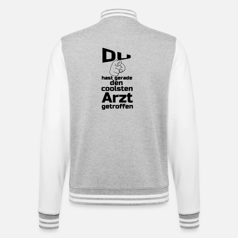 Coolster Arzt Geschenk - College-Sweatjacke - Grau meliert/Weiß