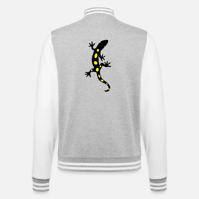Salamandre Lézard Salamandre Gecko Feu - Veste Teddy - gris chiné / blanc