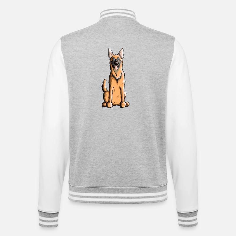 Fröhlicher Malinois - College-Sweatjacke - Grau meliert/Weiß