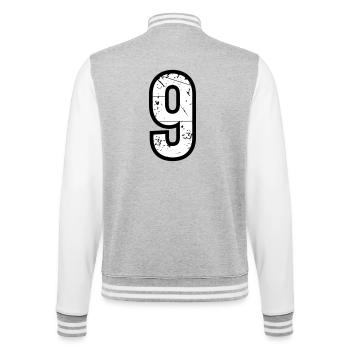 9 - College-Sweatjacke - Grau meliert/Weiß - Hinten - Marisol (170cm)