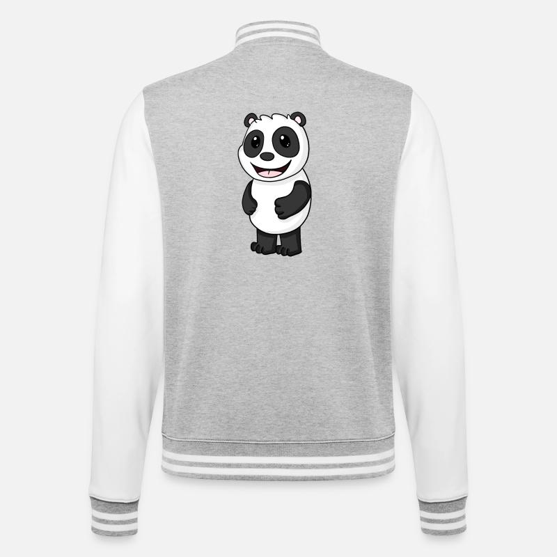 Panda Bear Cute - College Sweat Jacket - heather grey/white