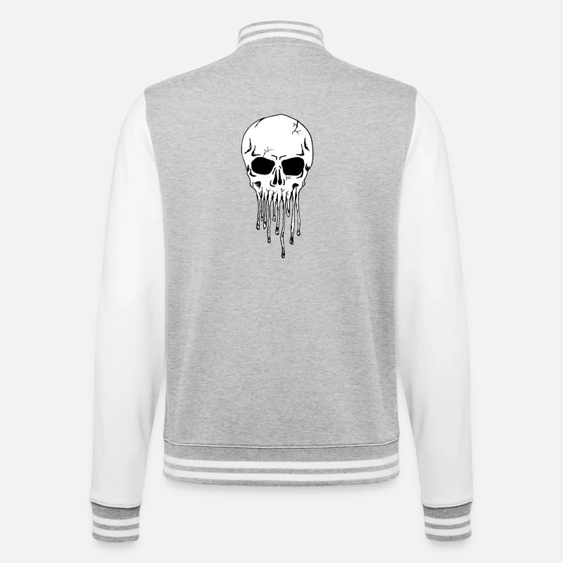 Dripping Skull - College-Sweatjacke - Grau meliert/Weiß