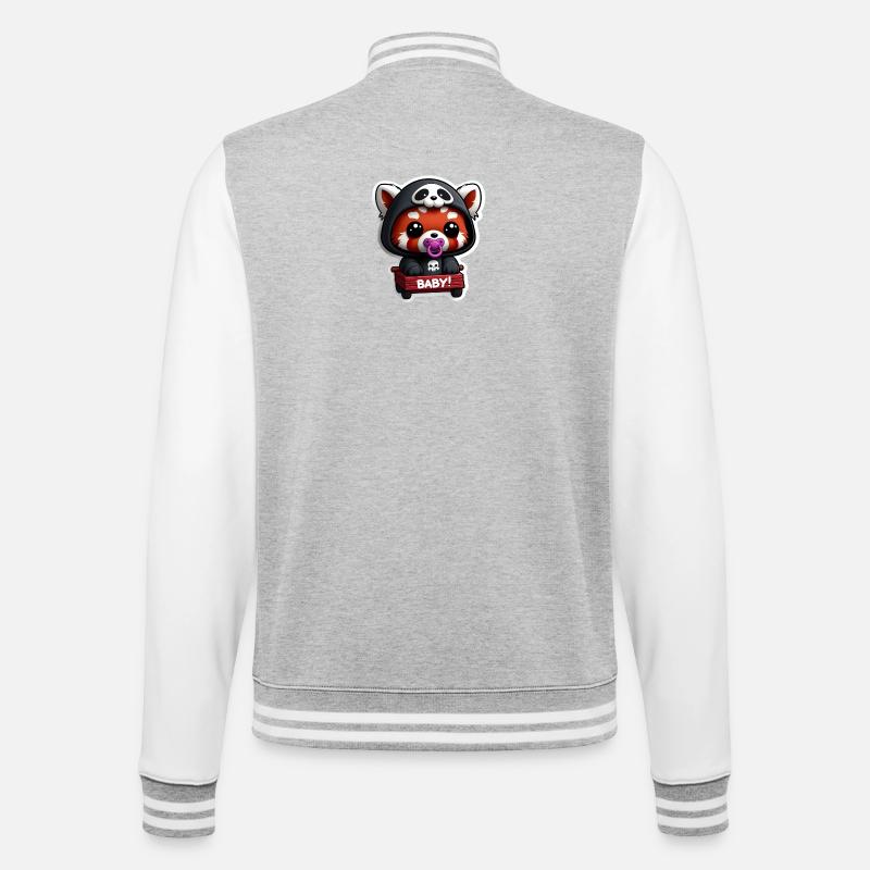 Panda bébé en capuche noir - Veste Teddy - gris chiné / blanc