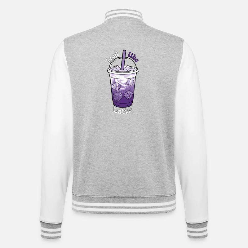 Latte Ube glacé - Veste Teddy - gris chiné / blanc