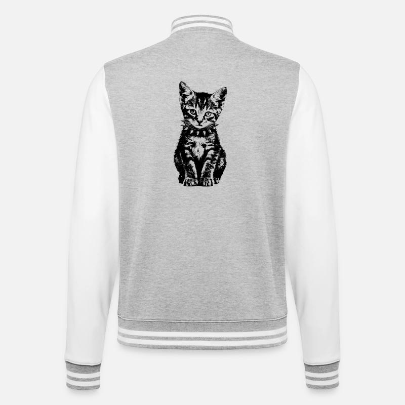 Punk Kätzchen - College-Sweatjacke - Grau meliert/Weiß