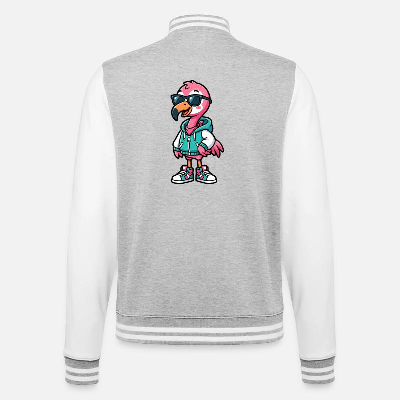 Cool Flamingo - College Sweat Jacket - heather grey/white