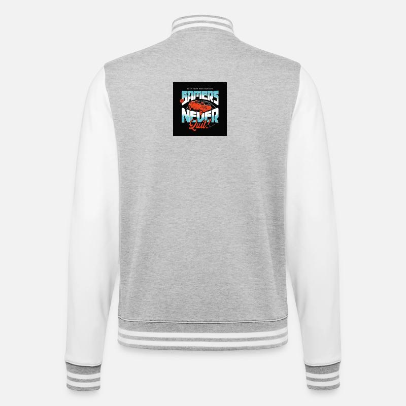 Gamers Never Quit Controller - College-Sweatjacke - Grau meliert/Weiß