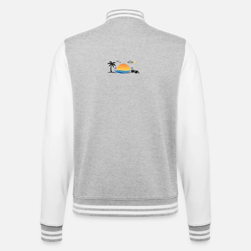Sunset over palm tree beach - College Sweat Jacket - heather grey/white