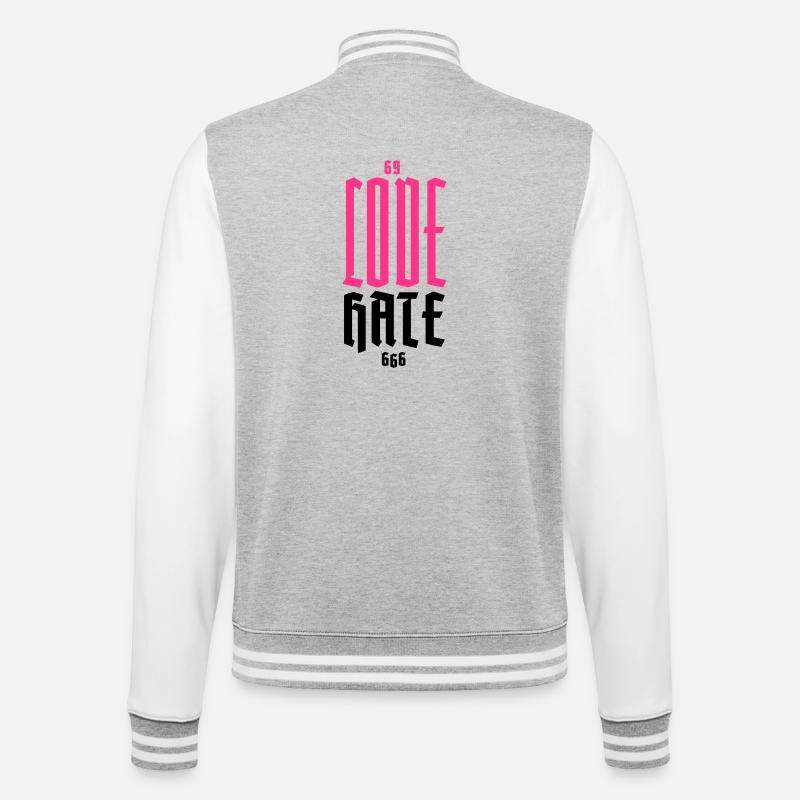Gothic Neon CODE Vertikal - College-Sweatjacke - Grau meliert/Weiß