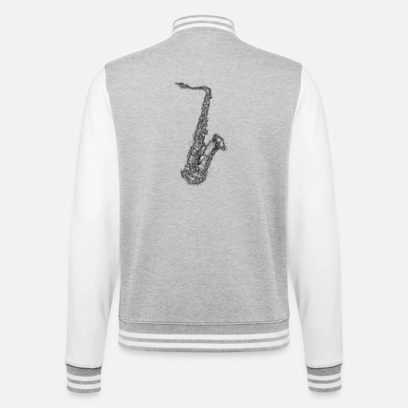Saxophone Scribble - College Sweat Jacket - heather grey/white