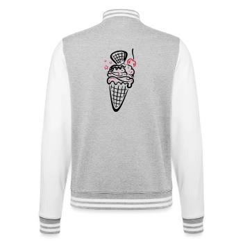 Eis, Eiswaffel mit Kirsche - College-Sweatjacke - Grau meliert/Weiß - Hinten - Marisol (170cm)