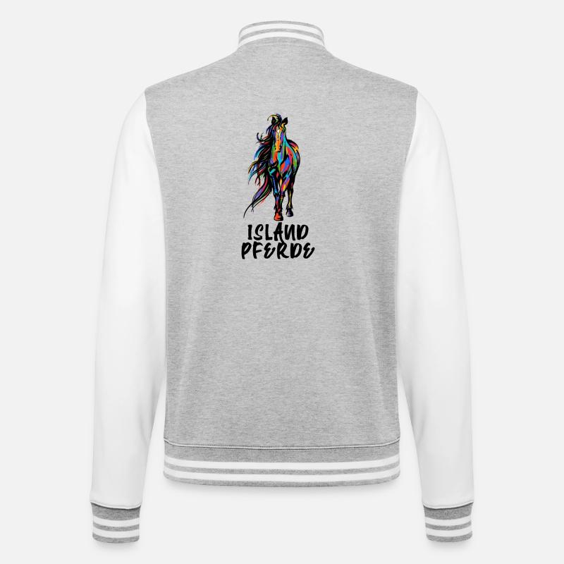 Cool Isländer Pferde Statement Islandpferde - College-Sweatjacke - Grau meliert/Weiß
