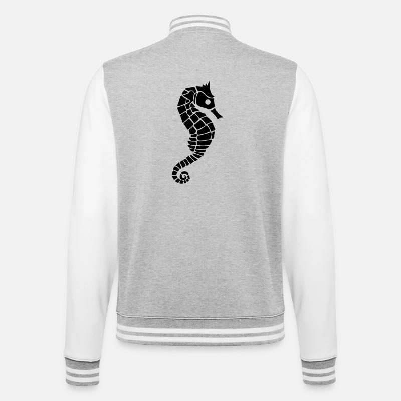 Hippocampe noir - Veste Teddy - gris chiné / blanc