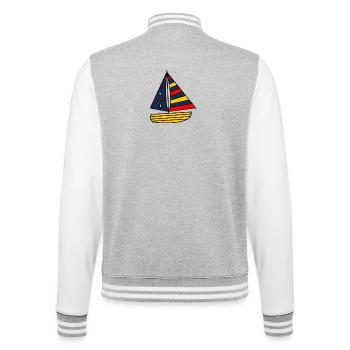 FEIERTAG. FROHE FEIERTAGE. GELIEBTE. MEISTER. LEHRER - College-Sweatjacke - Grau meliert/Weiß - Hinten - Marisol (170cm)