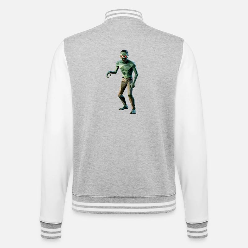 Zombie - Cool Low Poly Logo - College Sweat Jacket - heather grey/white