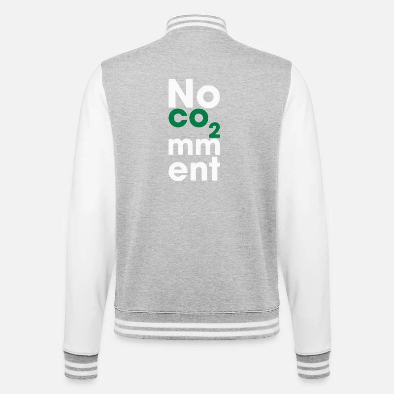 No CO2 Comment – Saubere Energie Statement - College-Sweatjacke - Grau meliert/Weiß