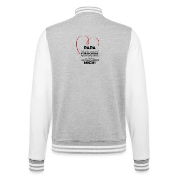 Dad Funny Gift - College Sweat Jacket - heather grey/white - Back - Marisol (170cm)