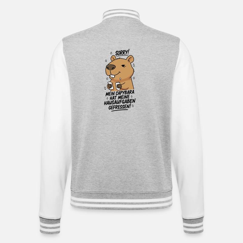 Pardon! Capybara a mangé mes devoirs - Veste Teddy - gris chiné / blanc