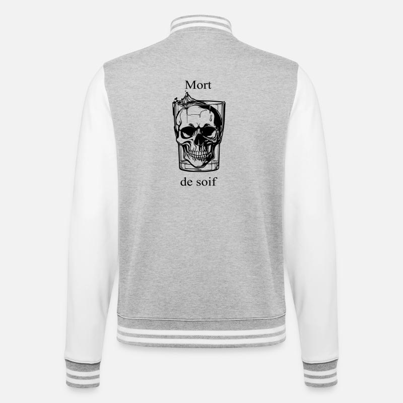 Schädel – Tod des Durstes - College-Sweatjacke - Grau meliert/Weiß