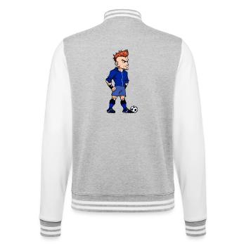 Footballeur Bleu - Veste Teddy - gris chiné / blanc - Dos - Marisol (170cm)