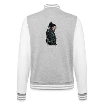 Japanese Universe - Modern Samurai - College Sweat Jacket - heather grey/white - Back - Marisol (170cm)