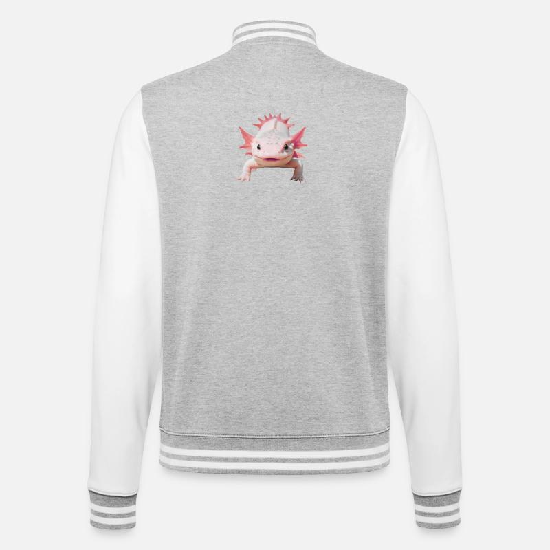 Glücklicher Axolotl - College-Sweatjacke - Grau meliert/Weiß