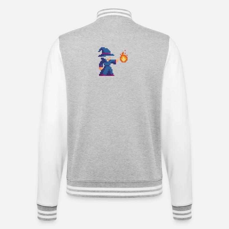 Pixel Wizard et Fire - Veste Teddy - gris chiné / blanc