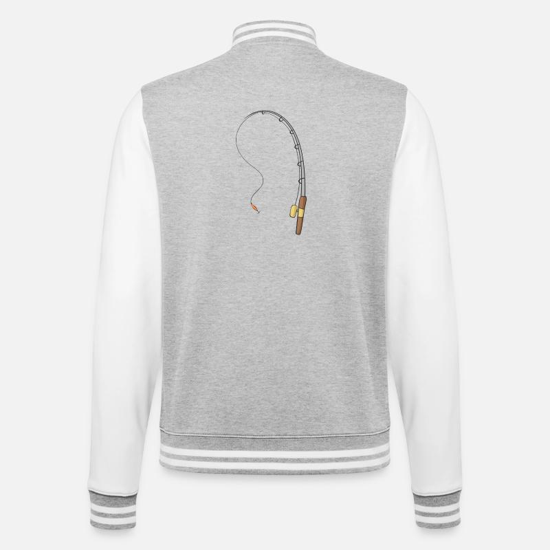 fishing rod - College Sweat Jacket - heather grey/white