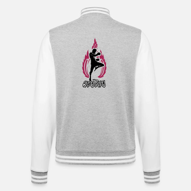 MuayThai - College-Sweatjacke - Grau meliert/Weiß