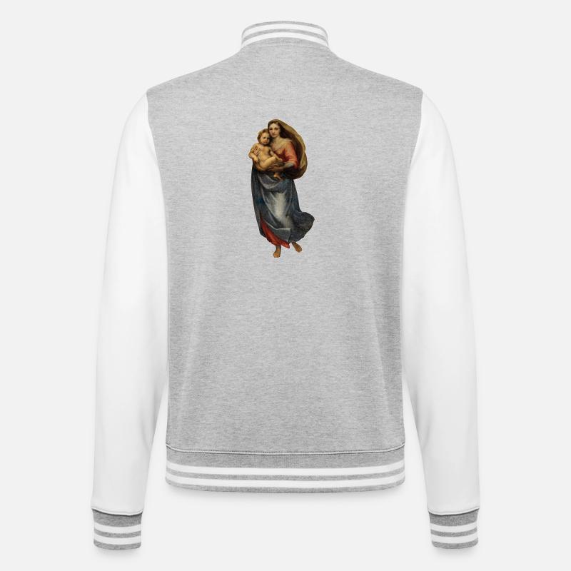 Sistine Madonna | Sistine Madonna | Raphael - College Sweat Jacket - heather grey/white