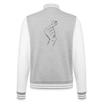 Korean Heart - College Sweat Jacket - heather grey/white - Back - Marisol (170cm)