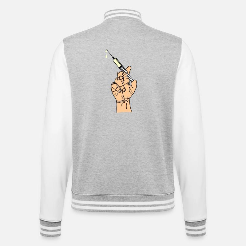 Main avec seringue d’évacuation 5 - Veste Teddy - gris chiné / blanc