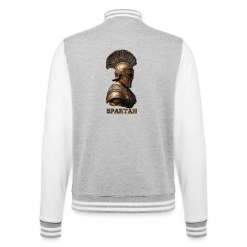 Antiker Spartan Krieger  - College-Sweatjacke - Grau meliert/Weiß - Hinten - Marisol (170cm)