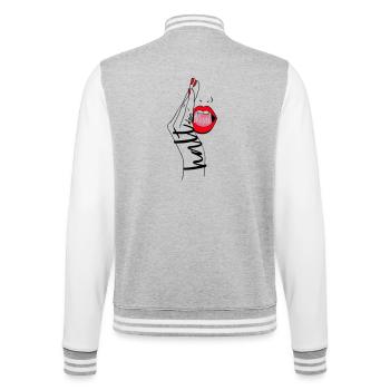 halt dein maul - College-Sweatjacke - Grau meliert/Weiß - Hinten - Marisol (170cm)