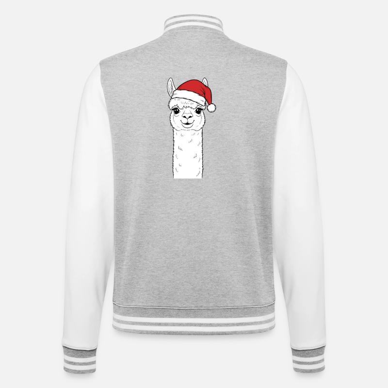 Christmas Alpaca with Hat - College Sweat Jacket - heather grey/white