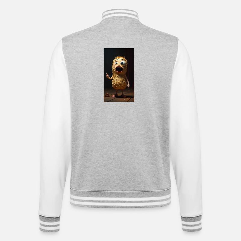 Spiky Peanut Maskottchen - College-Sweatjacke - Grau meliert/Weiß