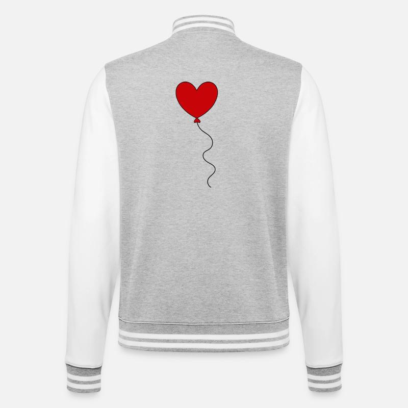 Valentines Red Heart, Valentine's Day - College Sweat Jacket - heather grey/white
