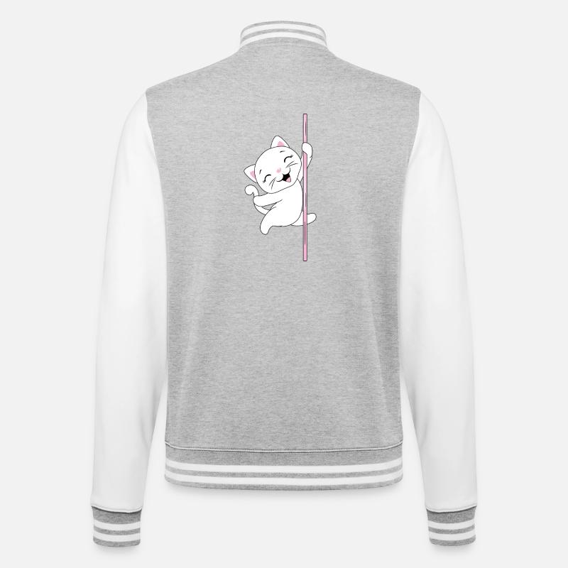 White_cat_is_dancing_on_a_pole - Veste Teddy - gris chiné / blanc