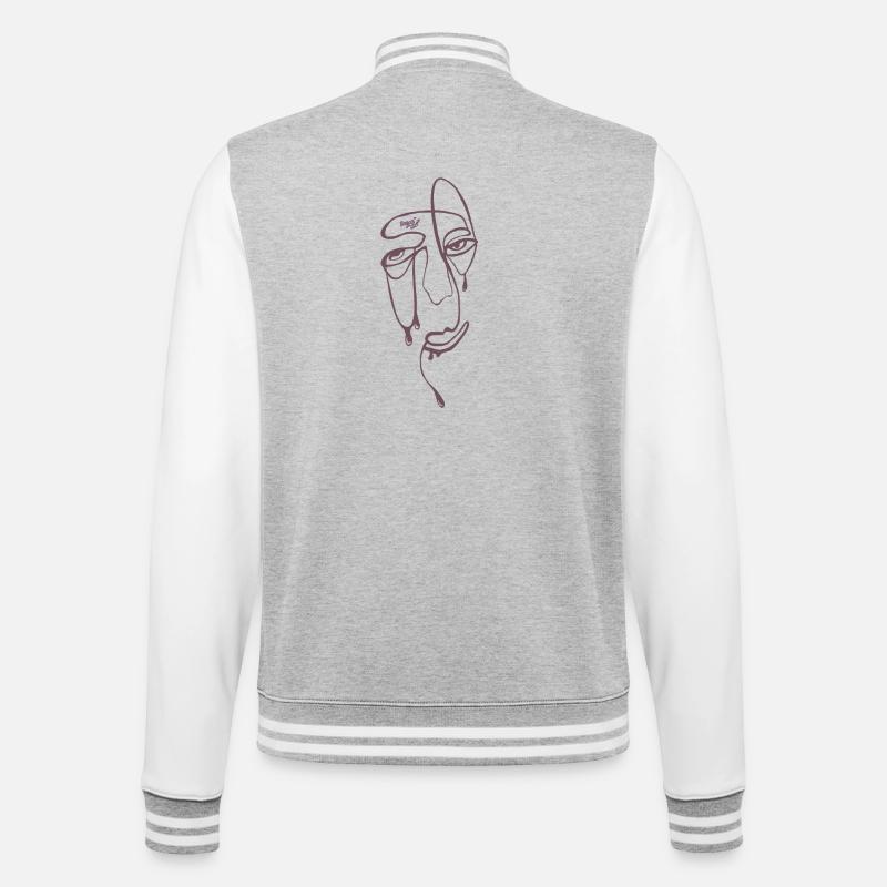 Tear Lines Portrait - College Sweat Jacket - heather grey/white