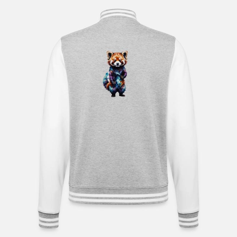 Wasserfarbener Roter Panda - College-Sweatjacke - Grau meliert/Weiß