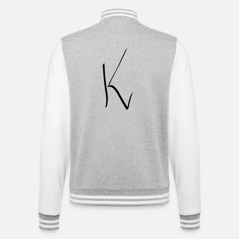 Buchstabe K - College-Sweatjacke - Grau meliert/Weiß