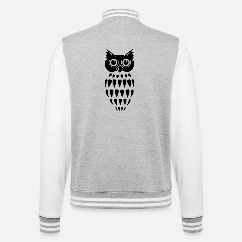 stilisierte Eule - College-Sweatjacke - Grau meliert/Weiß