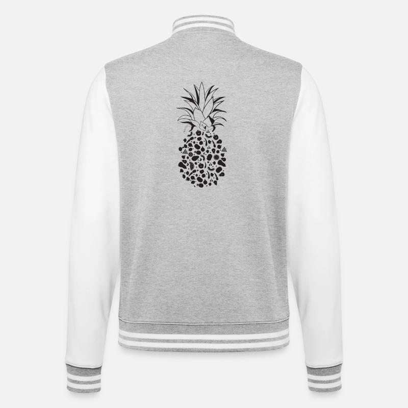 Früchte als Ananas - College-Sweatjacke - Grau meliert/Weiß