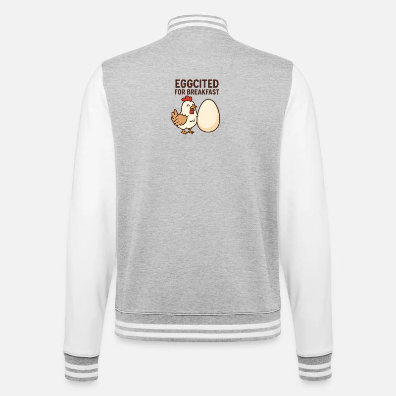 Eggcited for Breakfast Chicken Design - College Sweat Jacket - heather grey/white