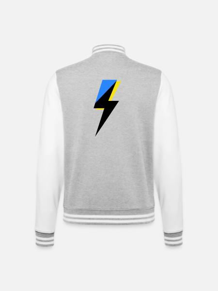 Blue and Yellow Geometry - College Sweat Jacket - heather grey/white