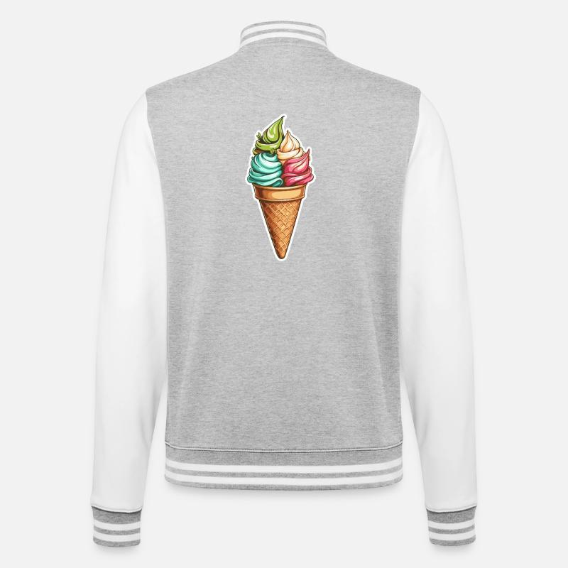 Bunte Swirl-Eiswaffel Muster - College-Sweatjacke - Grau meliert/Weiß
